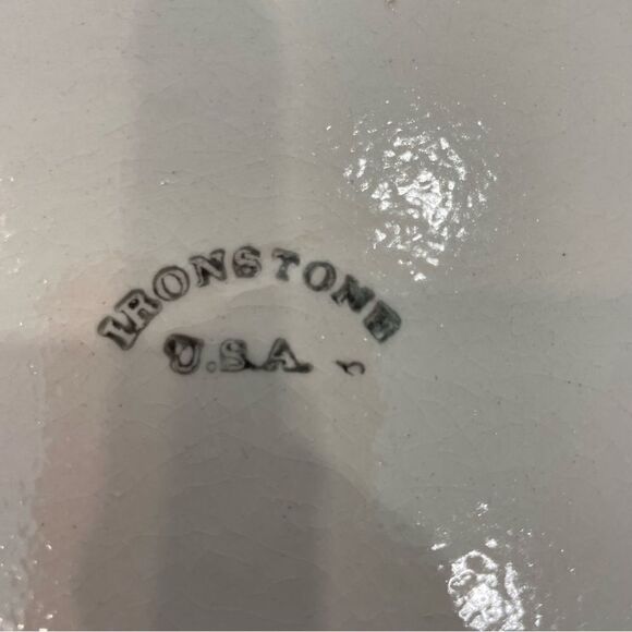 1960s Victorian Ironstone Green Hand Painted Pitcher Basin Set 2 Pieces USA made - Picture 10 of 12